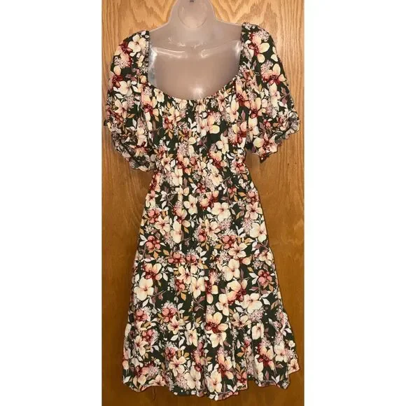 Liberty Love Cottagecore Floral Milkmaid Puff Sleeve Mini Dress Square Neck 2XL - Picture 4 of 6